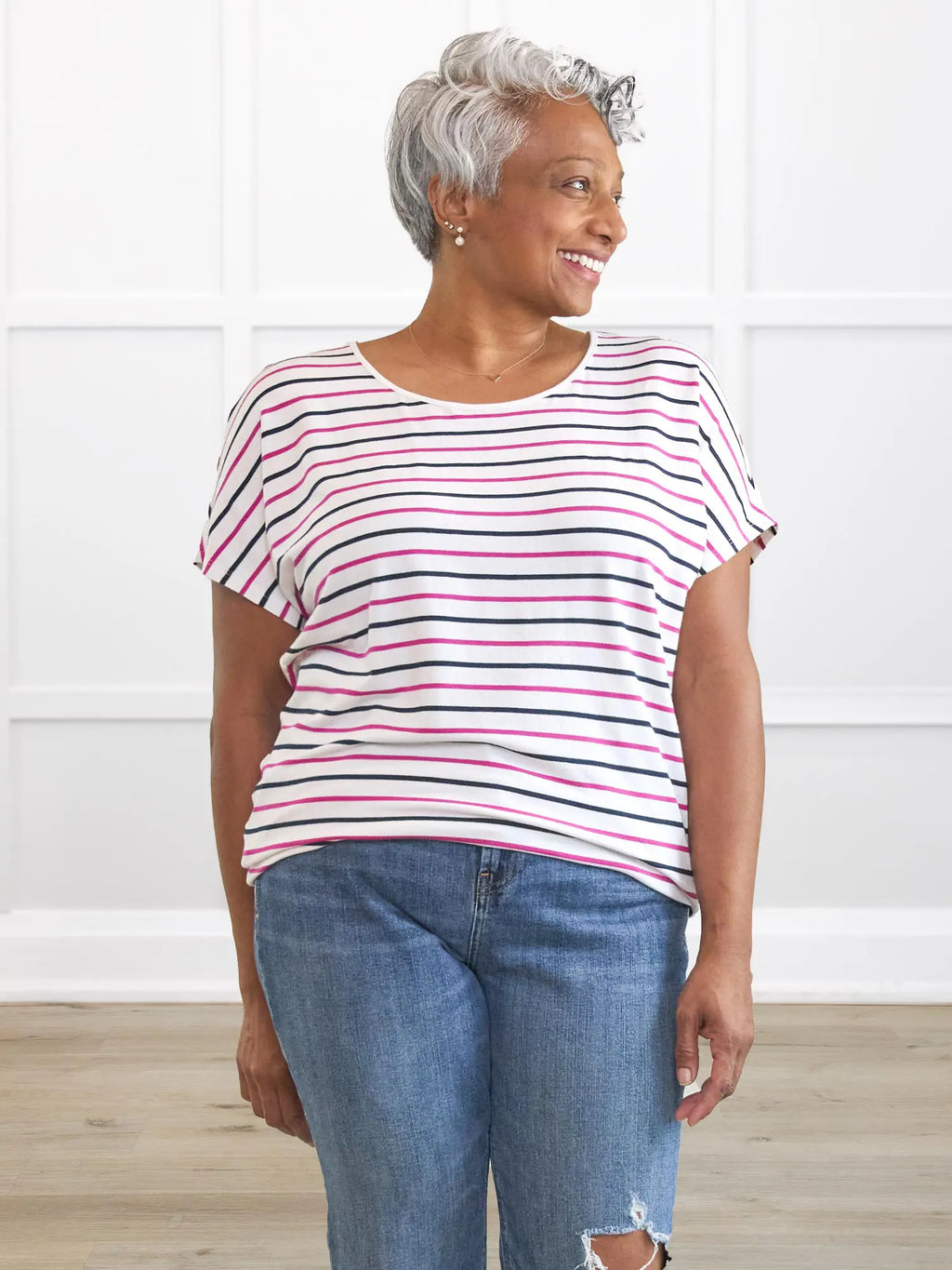 Adisa reversible neckline slouchy dolman top - FINAL SALE