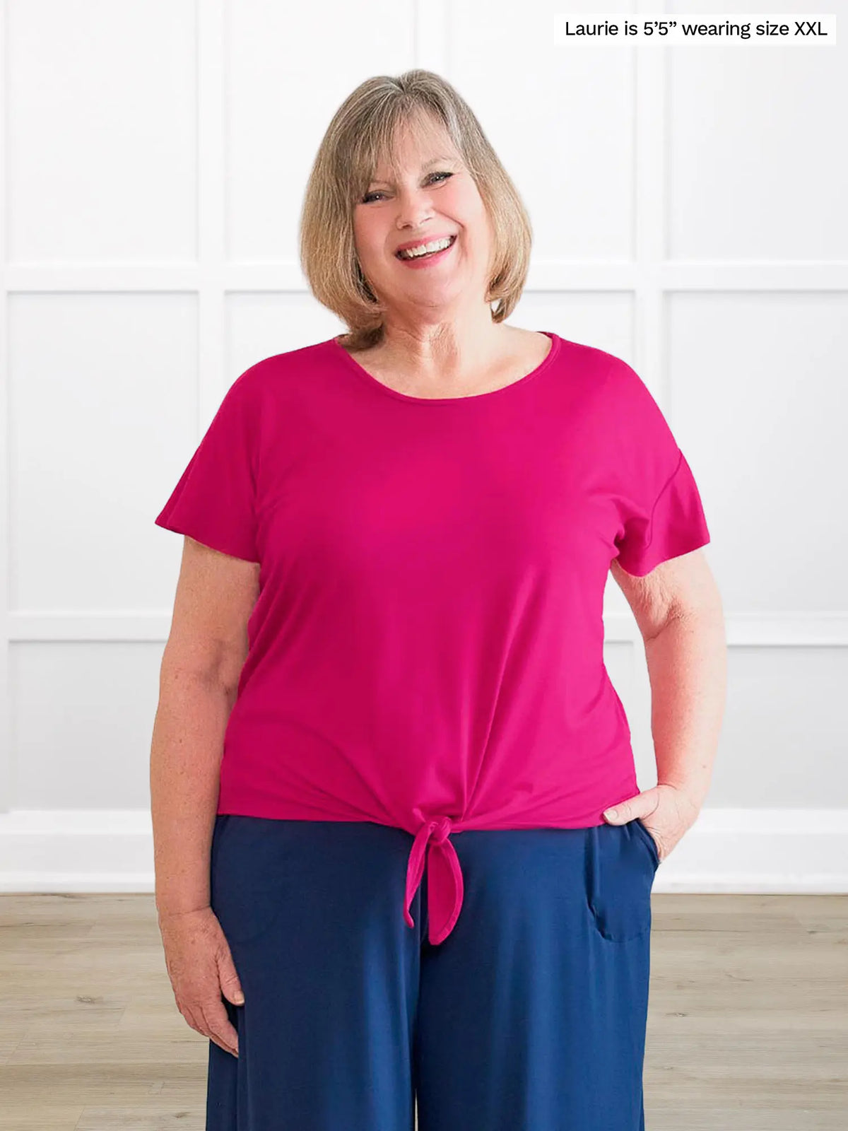 Allegra flutter sleeve knot top