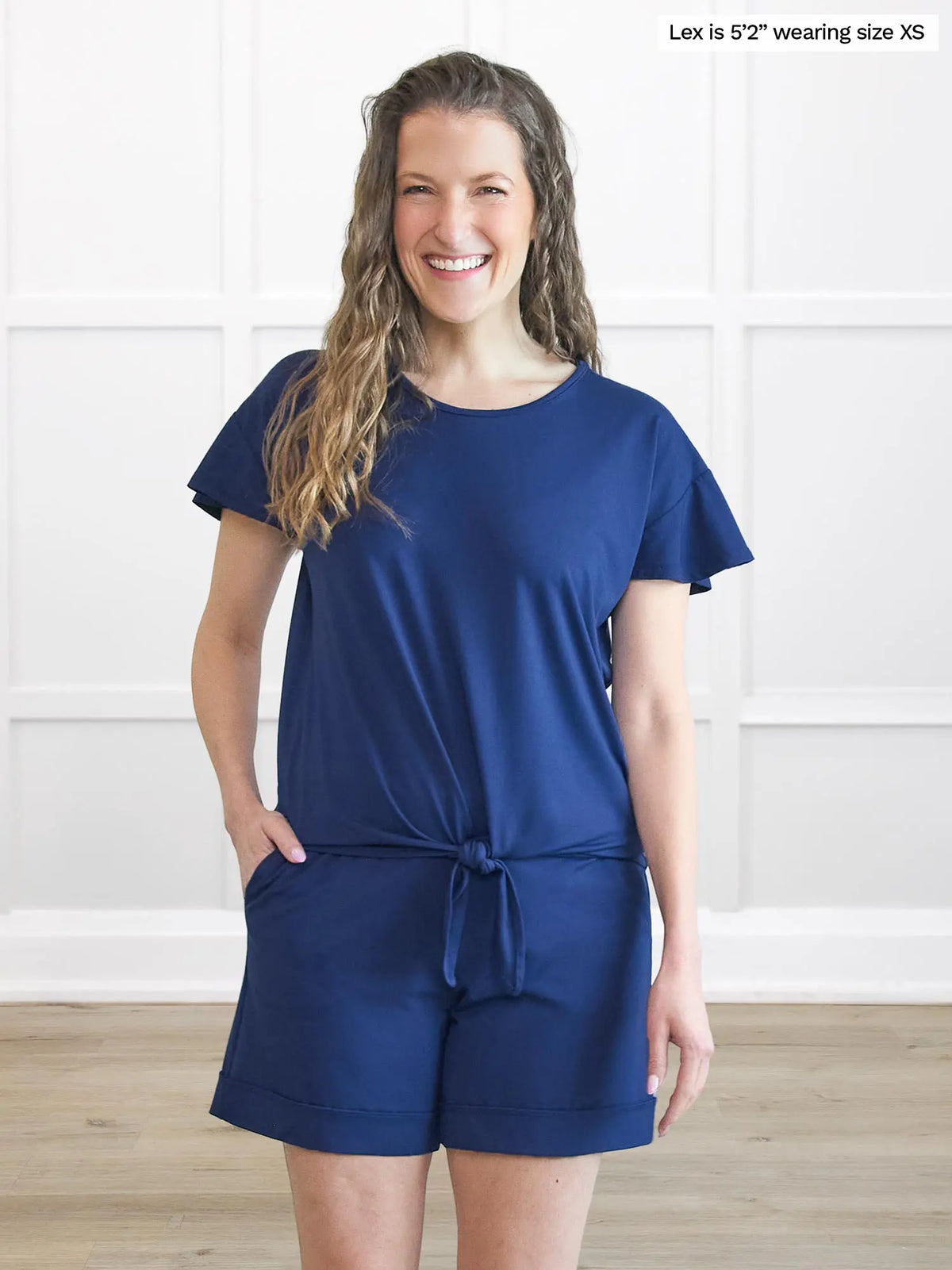 Allegra flutter sleeve knot top