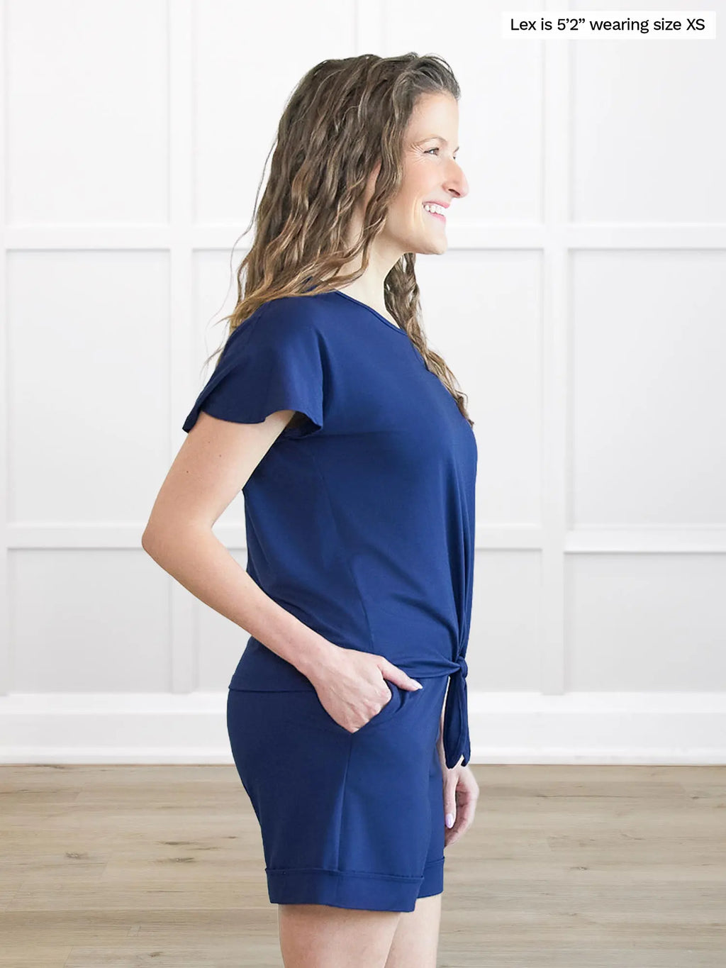 Allegra flutter sleeve knot top
