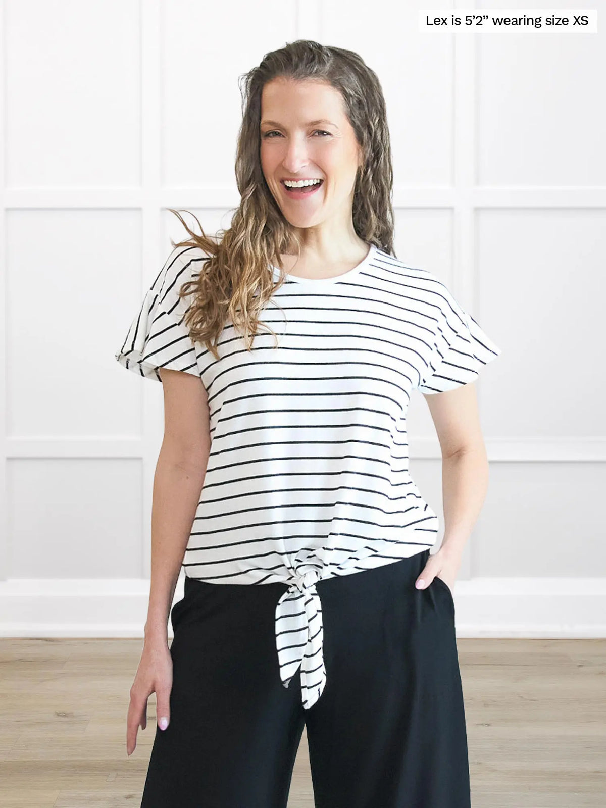Allegra flutter sleeve knot top