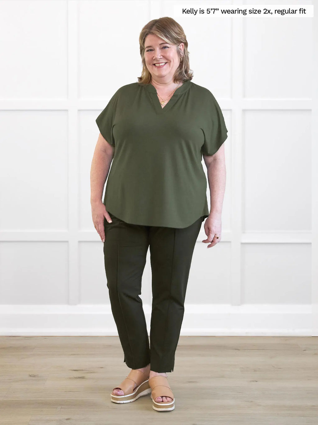 Christal pull-on pintuck ankle pant - FINAL SALE | PLUS