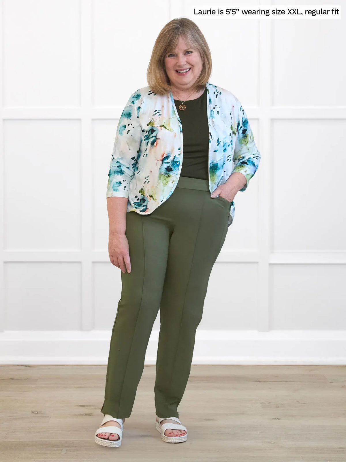 Christal pull-on pintuck ankle pant