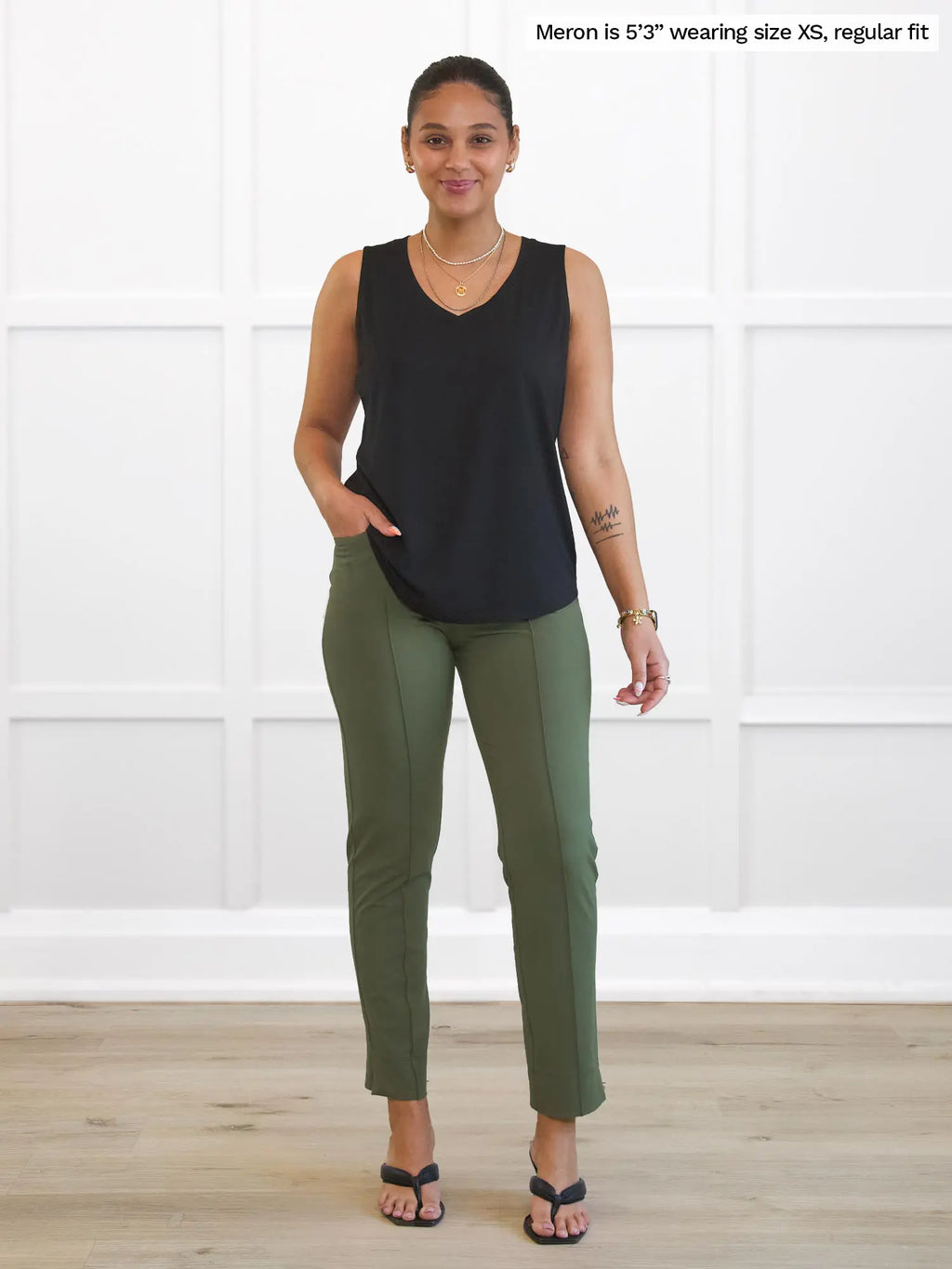 Christal pull-on pintuck ankle pant