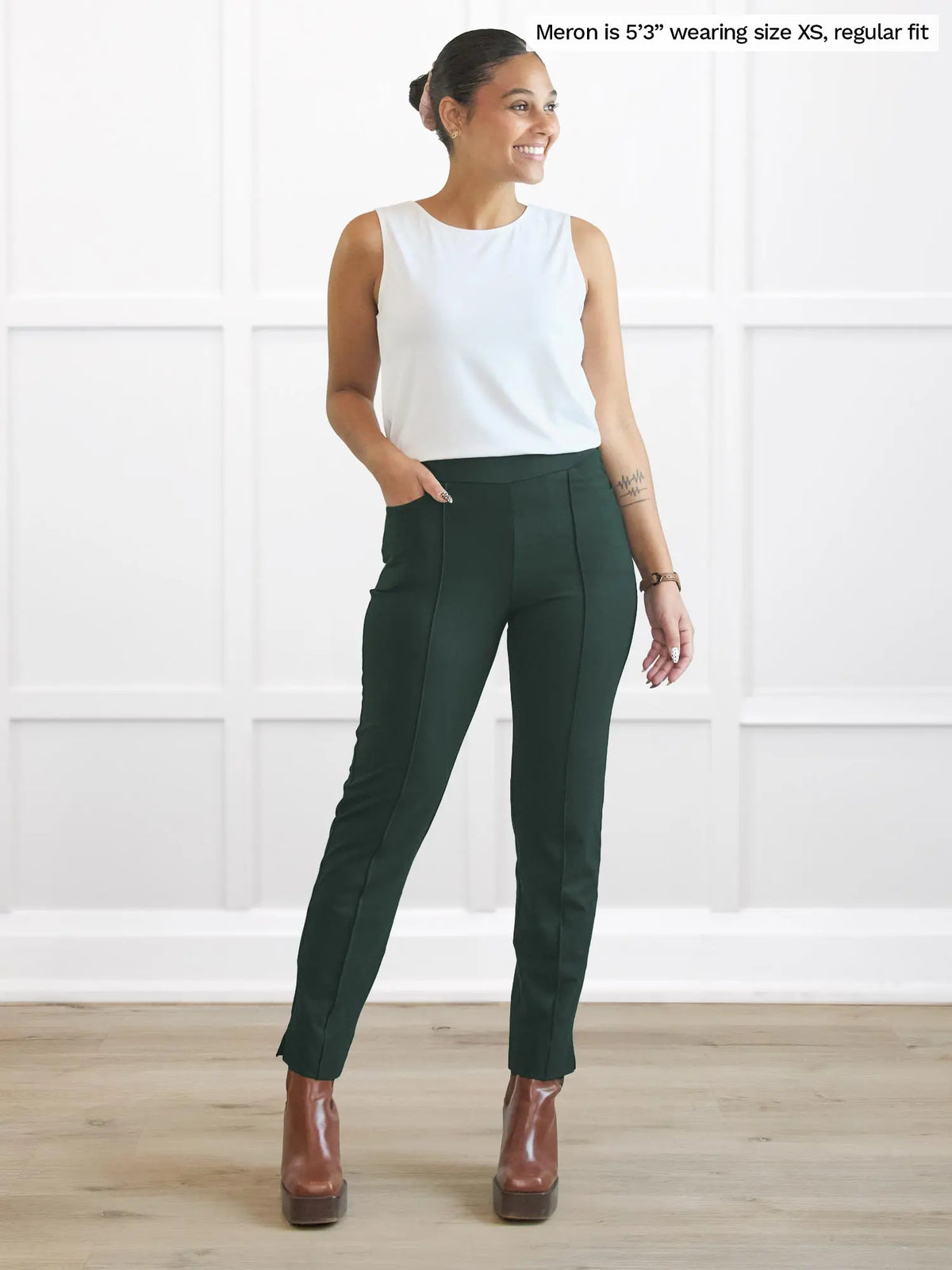 Christal pull-on pintuck ankle pant