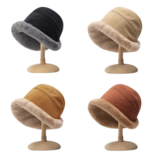 Pandaize All-Season Fleece-Lined Sheepskin Wide Brim Hat – Cozy, Versatile, Stylish