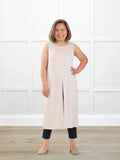 Alaya front-slit sleeveless long tunic