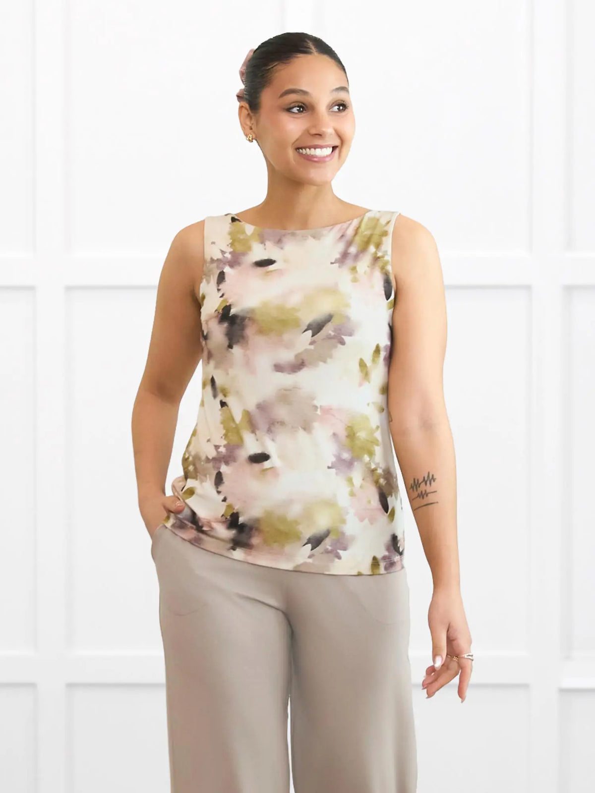Amina reversible neckline shelf bra tank