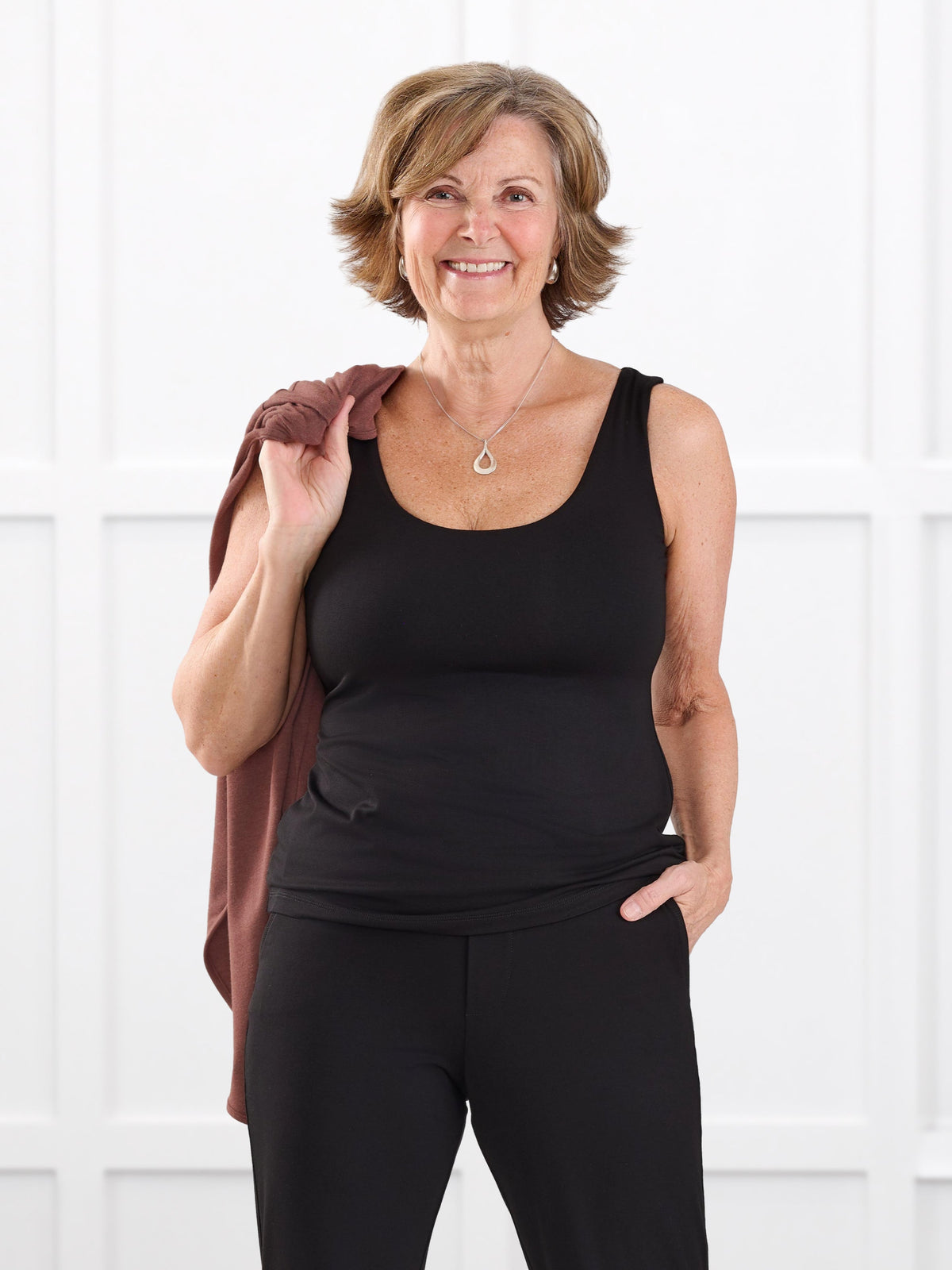 Amina reversible neckline shelf bra tank