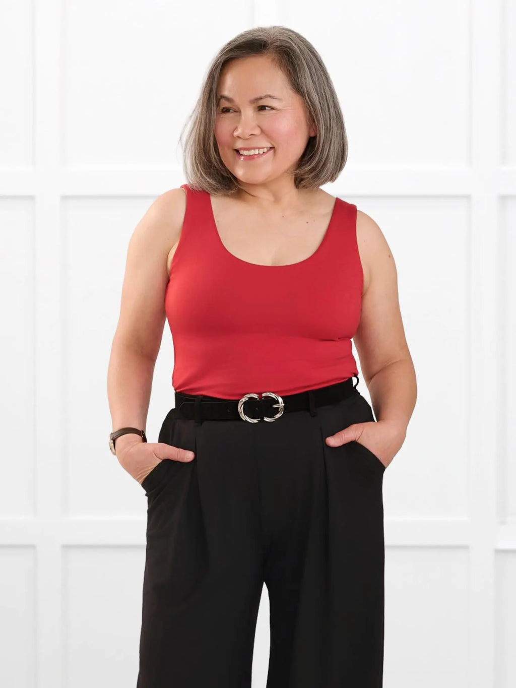 Amina reversible neckline shelf bra tank