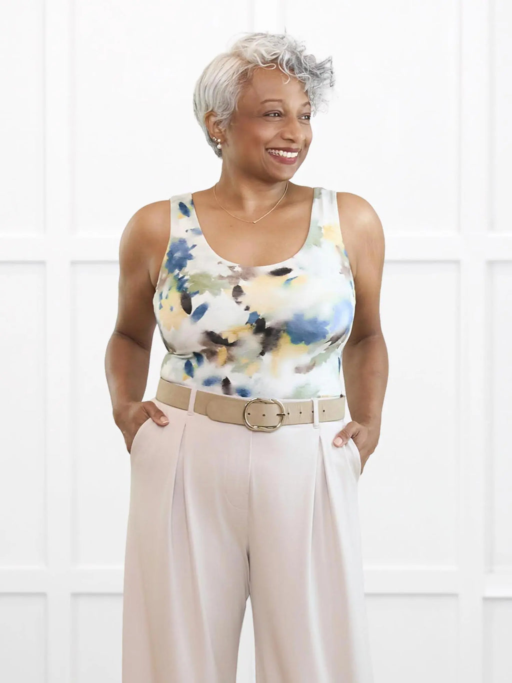 Amina reversible neckline shelf bra tank