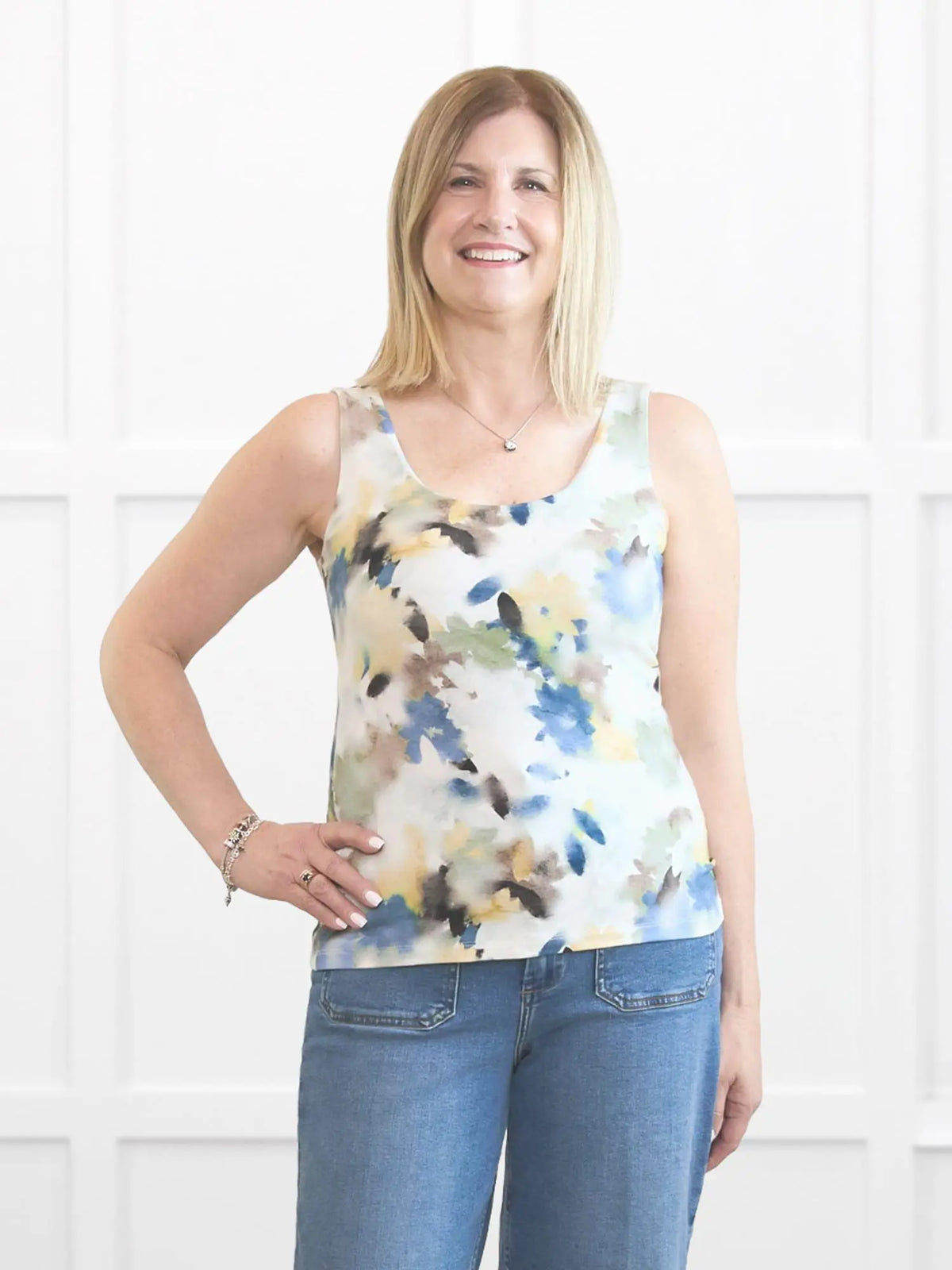 Amina reversible neckline shelf bra tank