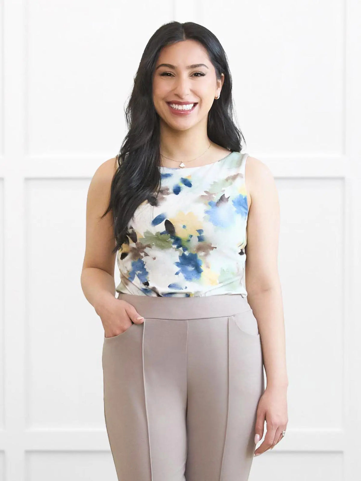 Amina reversible neckline shelf bra tank