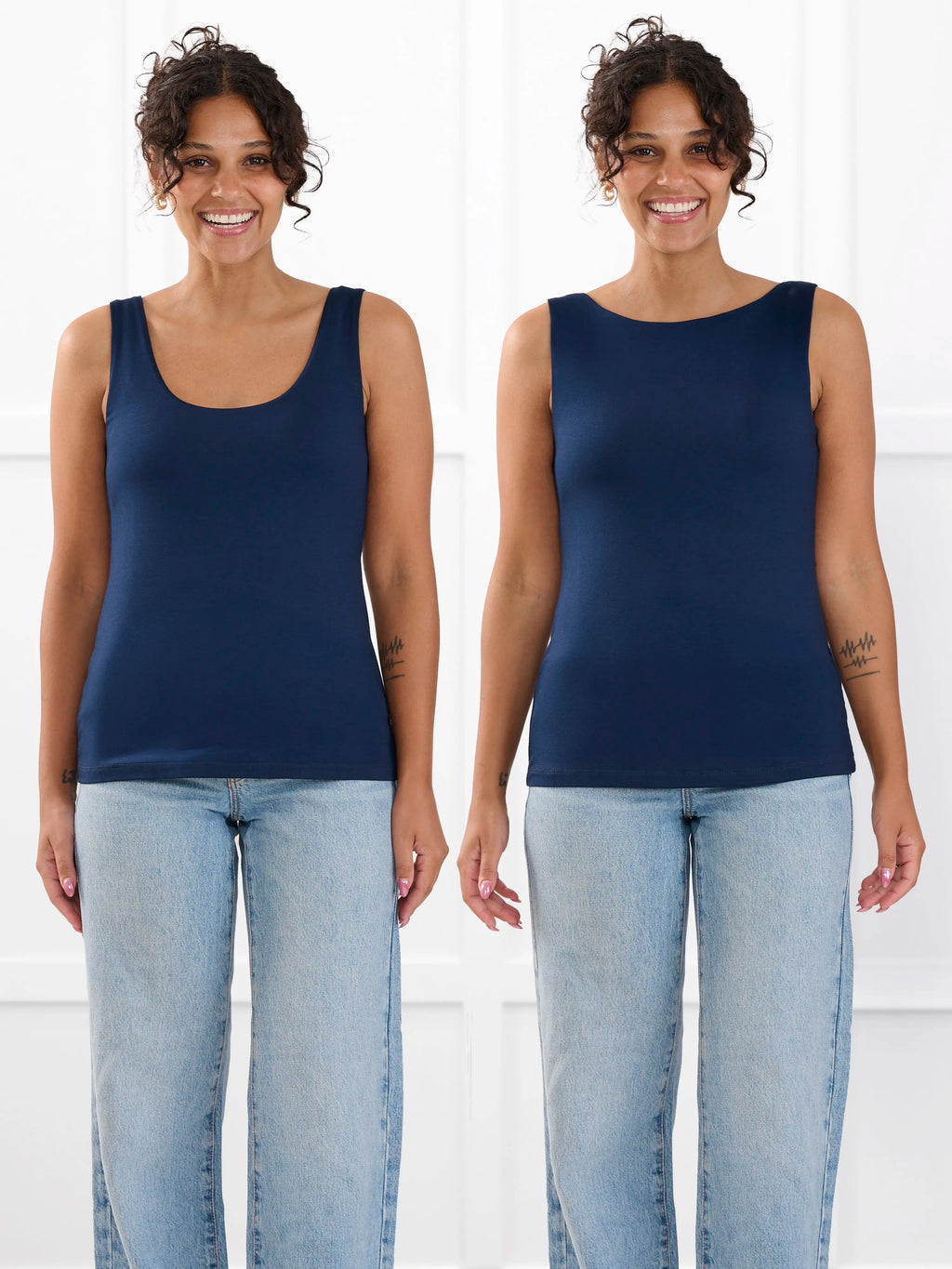 Amina reversible neckline shelf bra tank