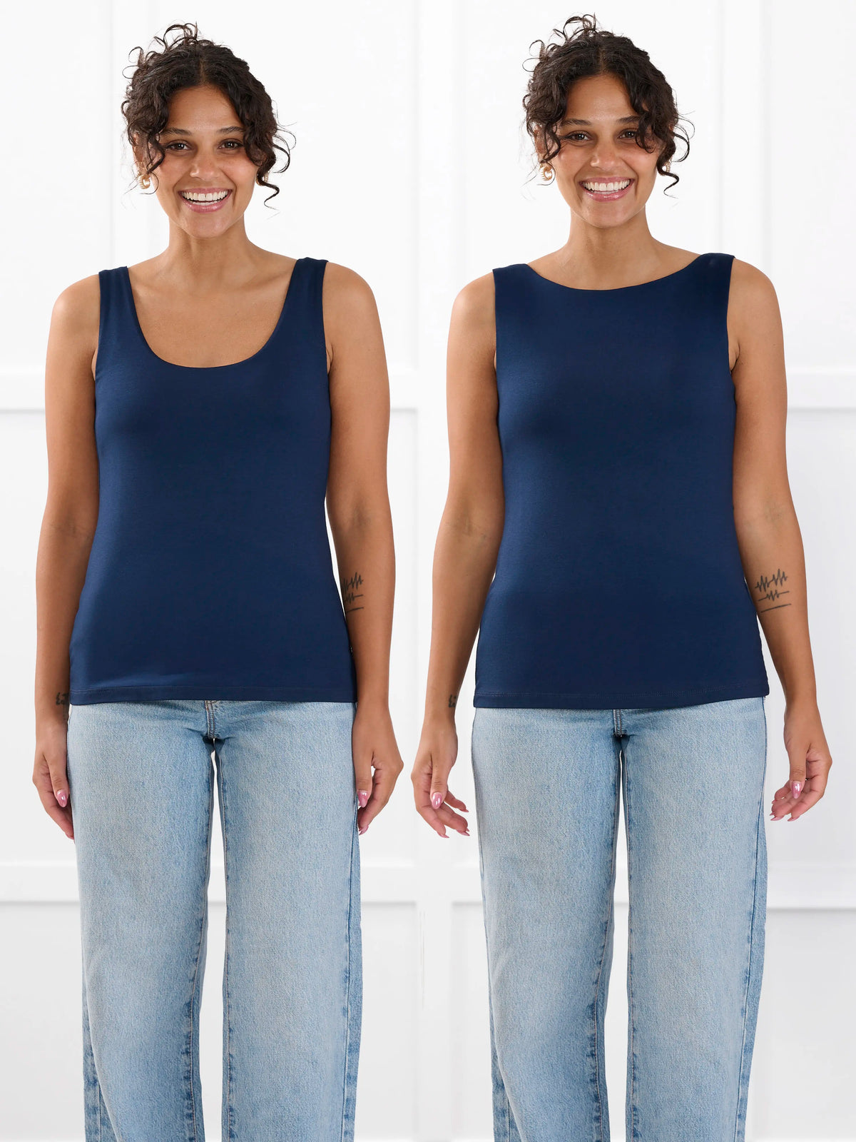 Amina reversible neckline shelf bra tank