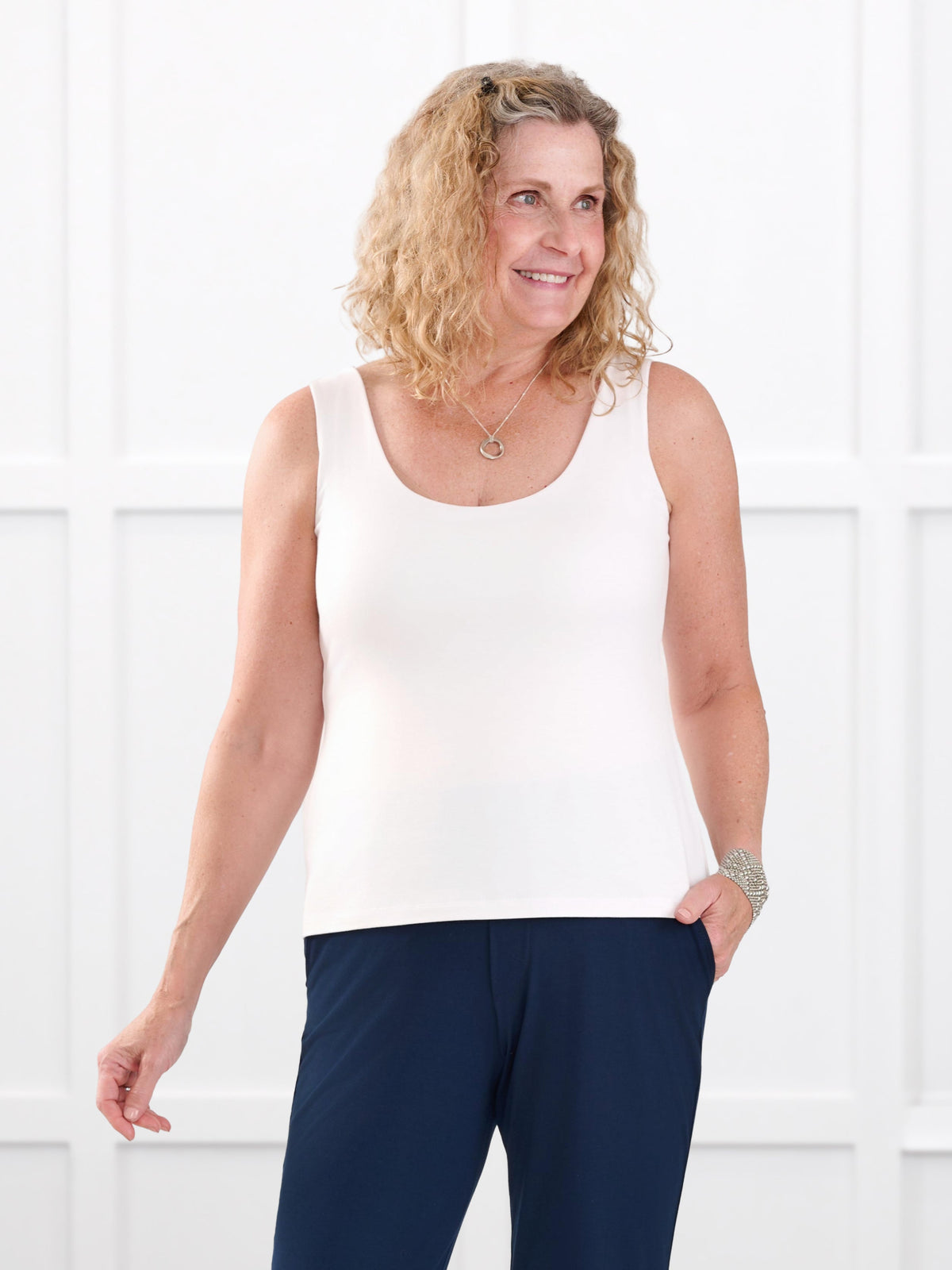 Amina reversible neckline shelf bra tank