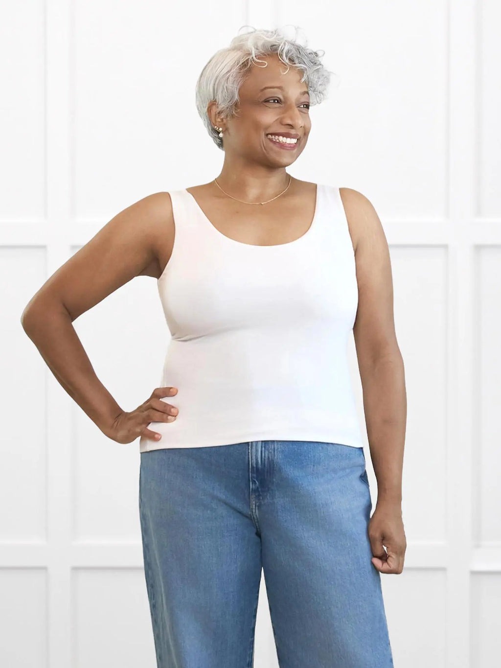 Amina reversible neckline shelf bra tank