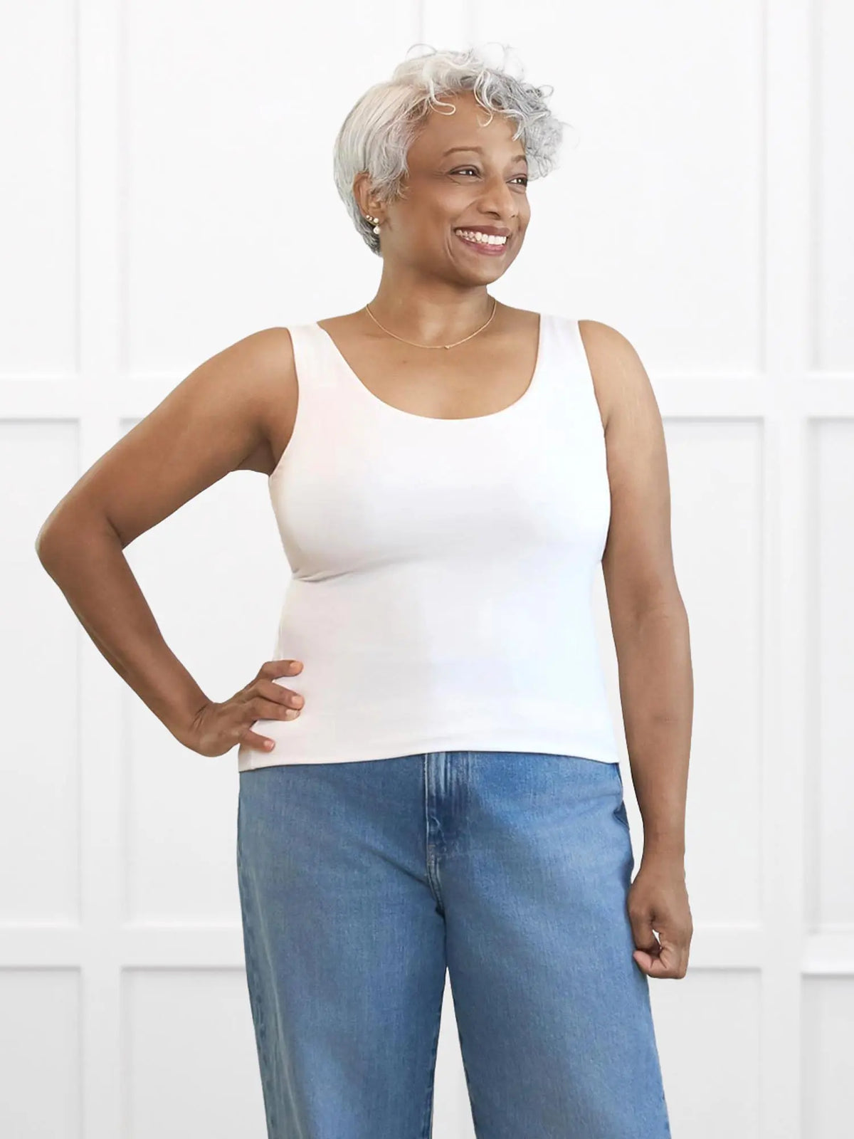 Amina reversible neckline shelf bra tank