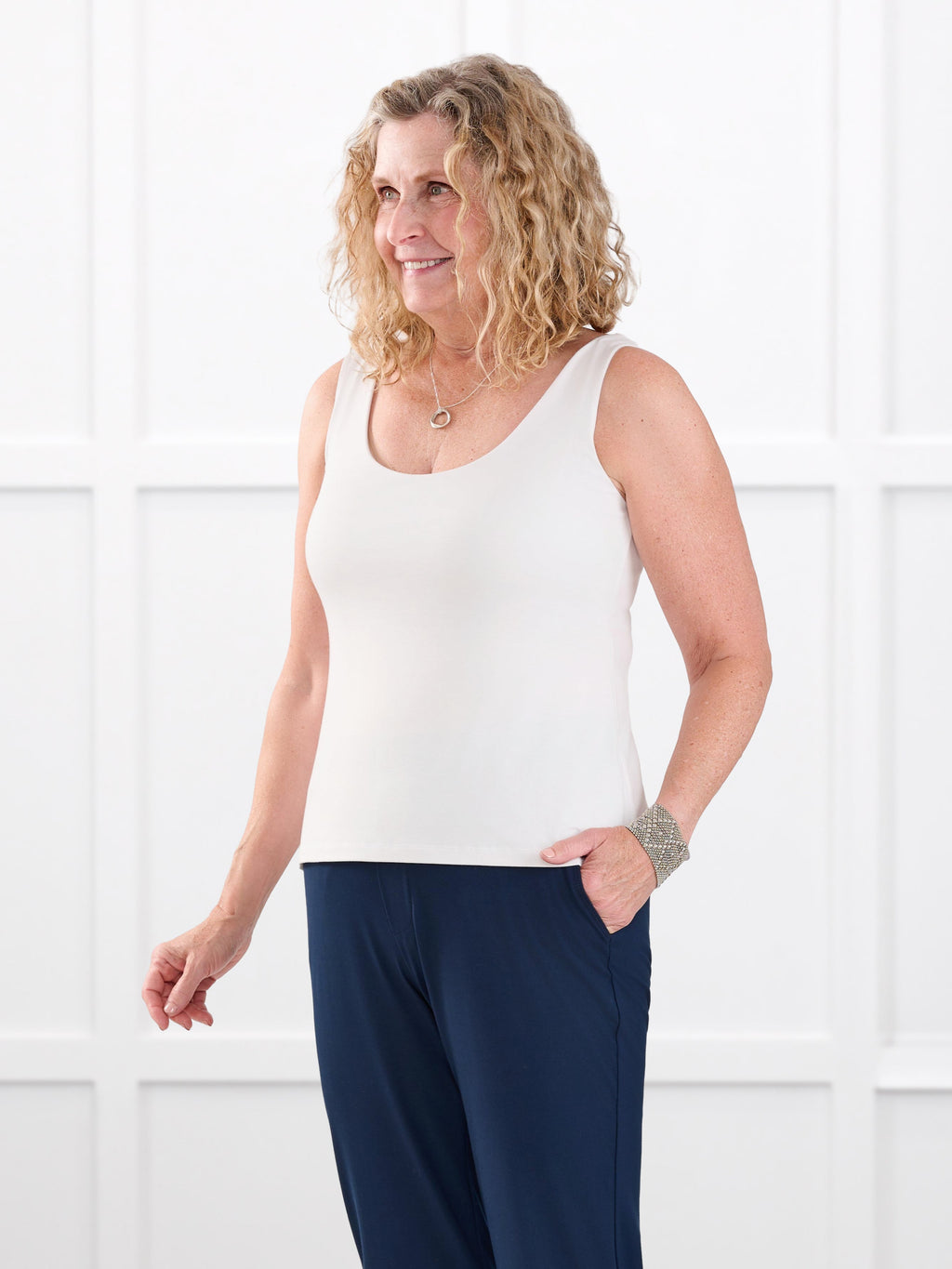 Amina reversible neckline shelf bra tank