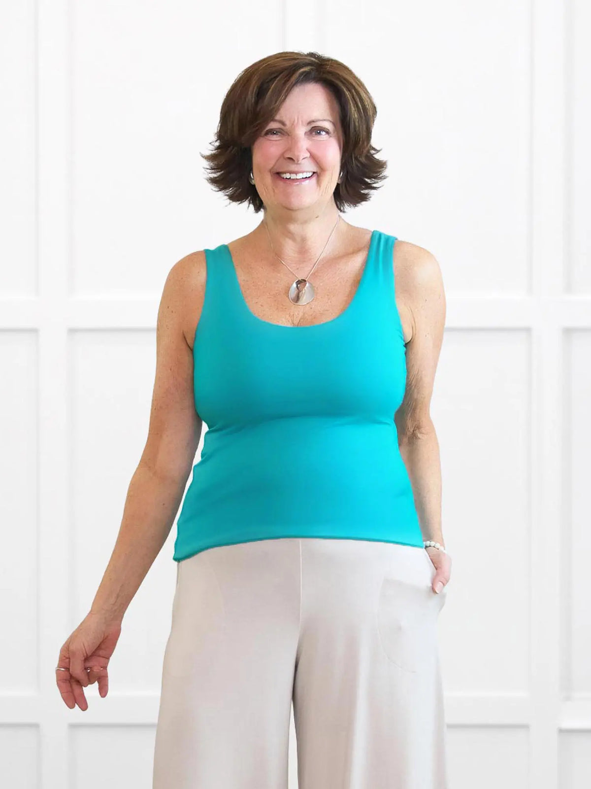 Amina reversible neckline shelf bra tank