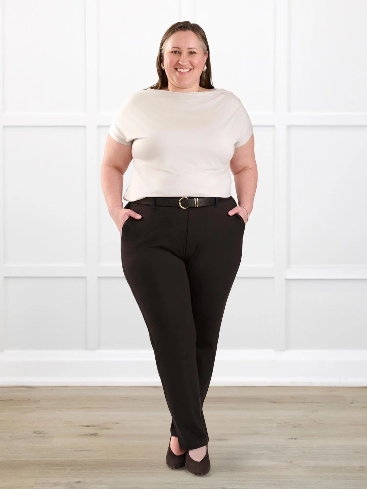 Asia mid-rise slim pant