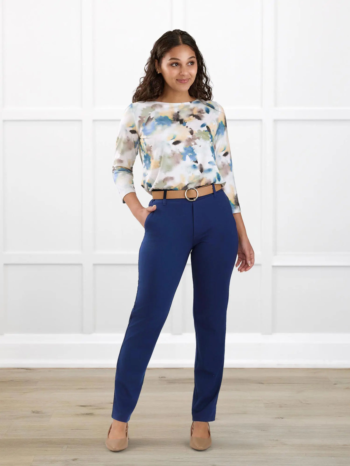 Asia mid-rise slim pant