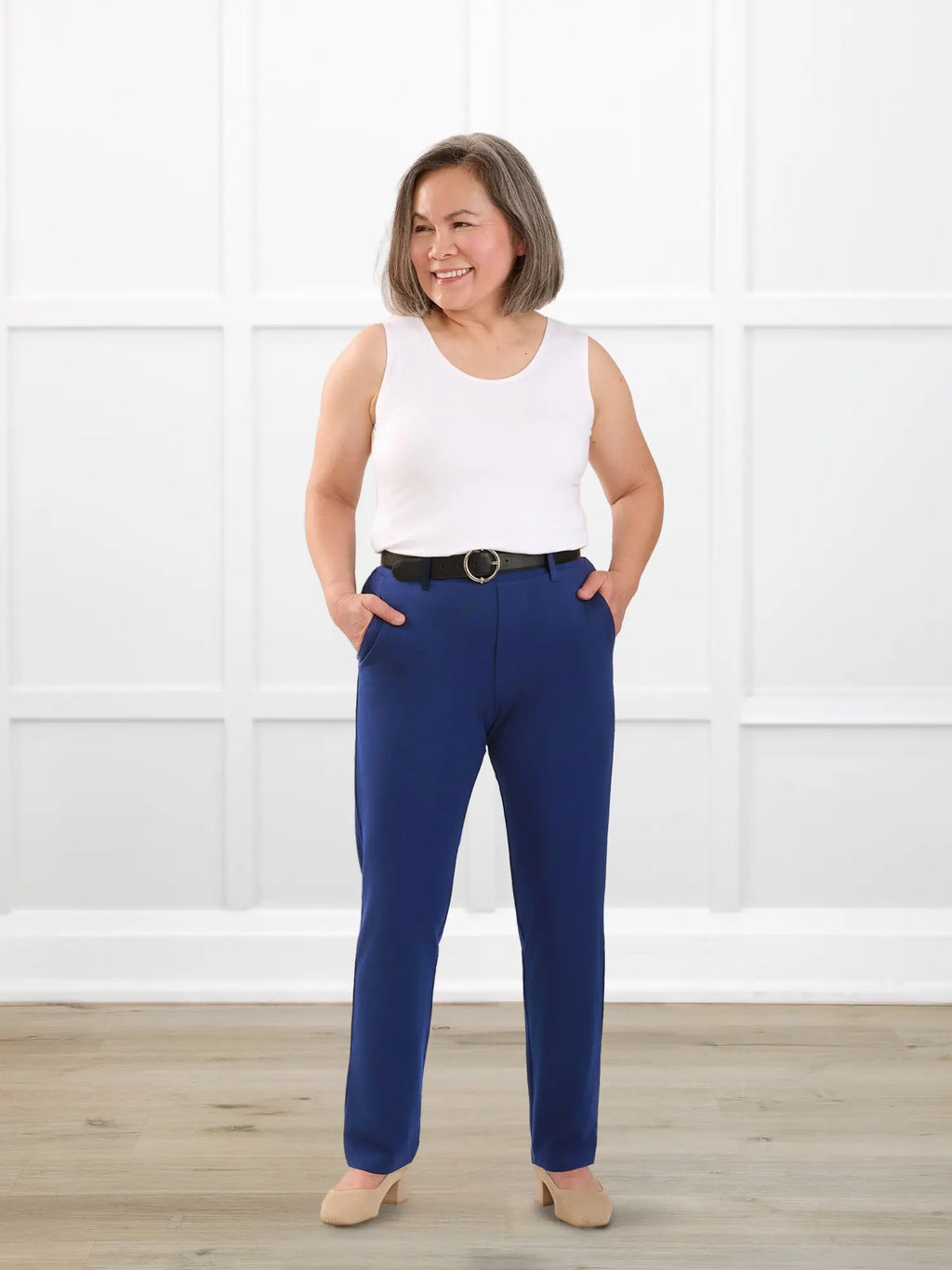 Asia mid-rise slim pant