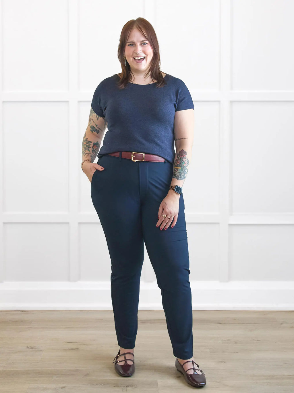 Asia mid-rise slim pant