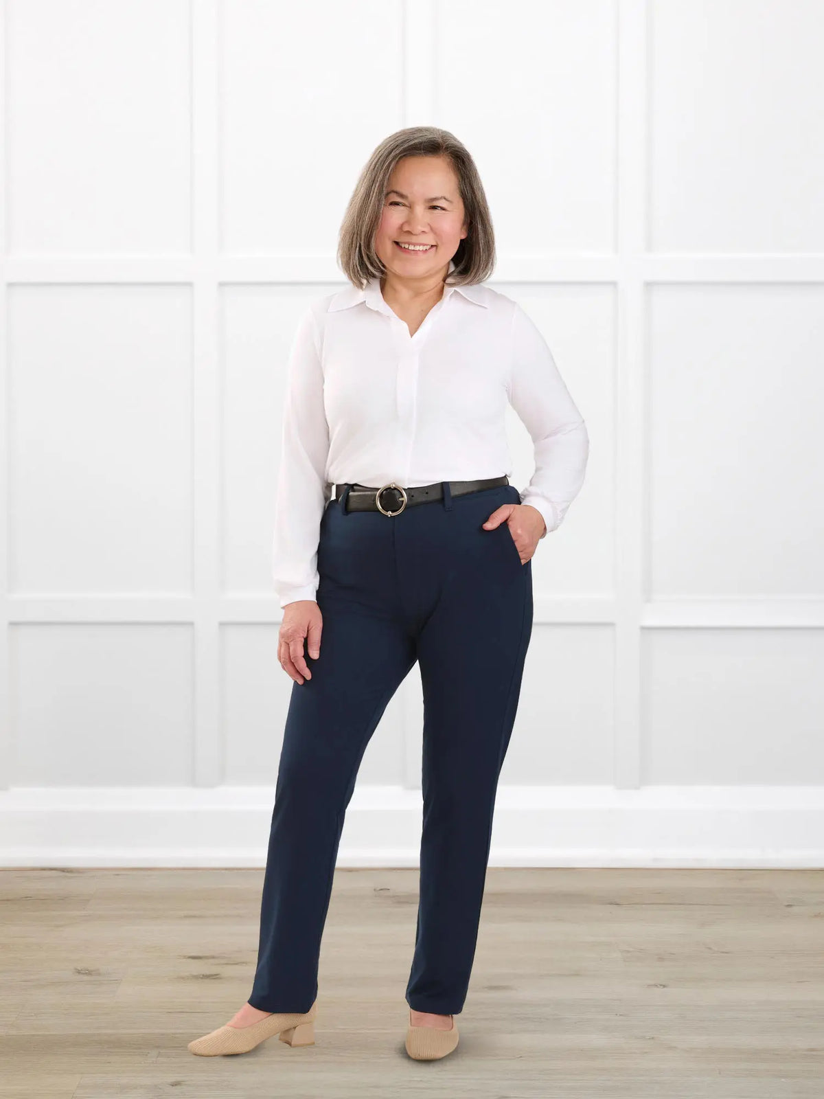Asia mid-rise slim pant | PETITE