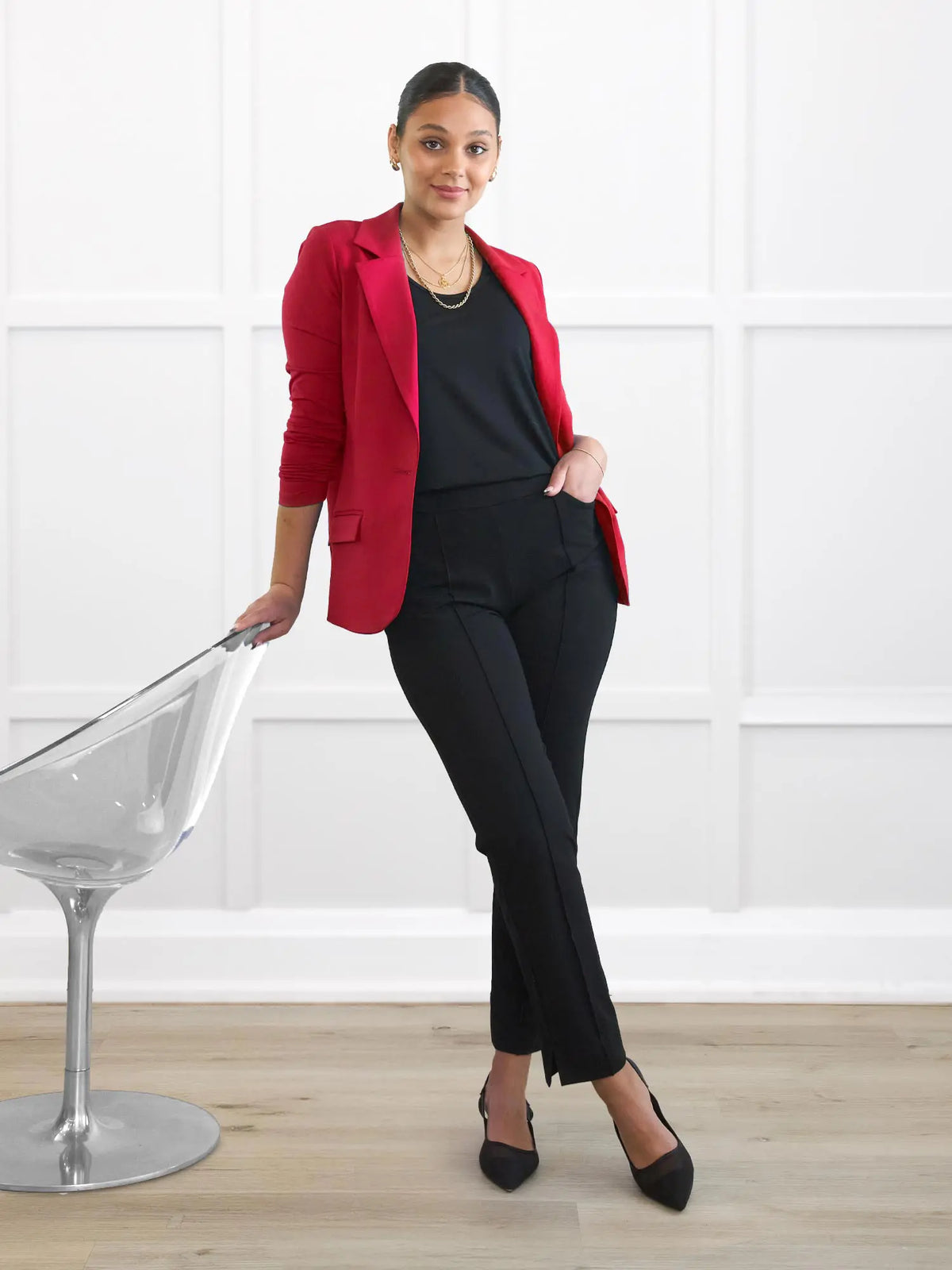 Christal pull-on pintuck ankle pant