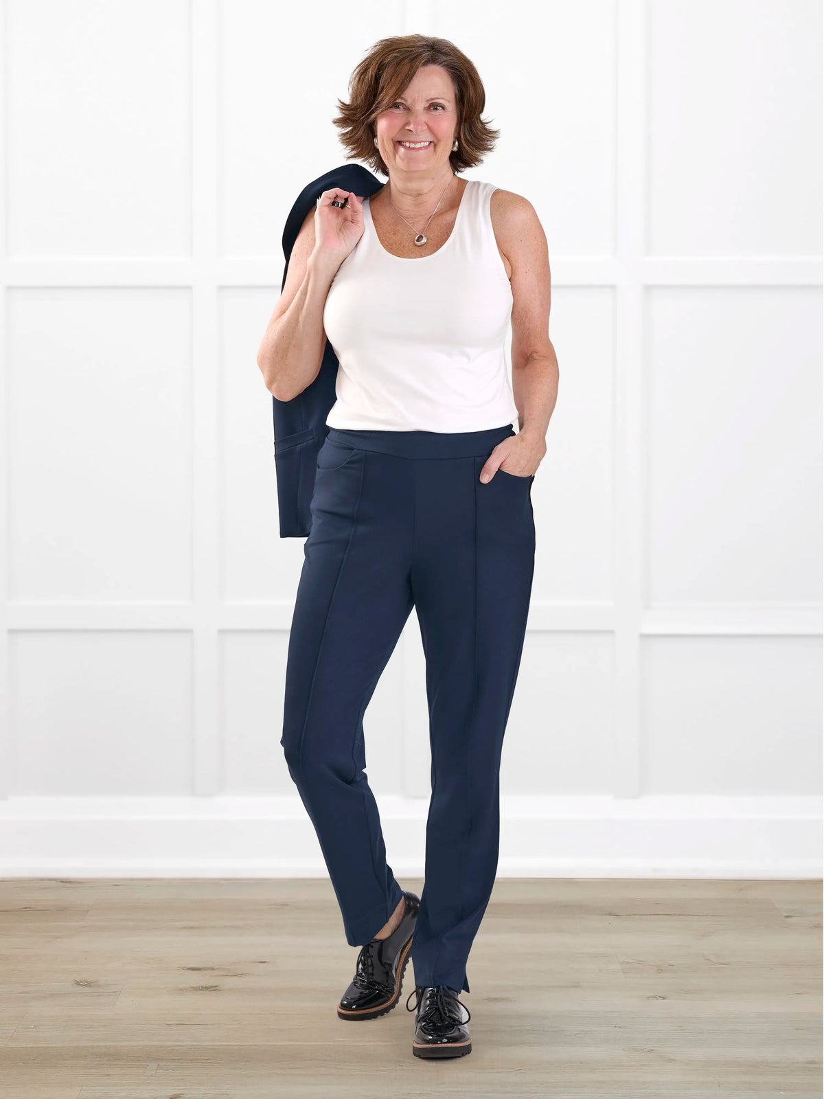 Christal pull-on pintuck ankle pant