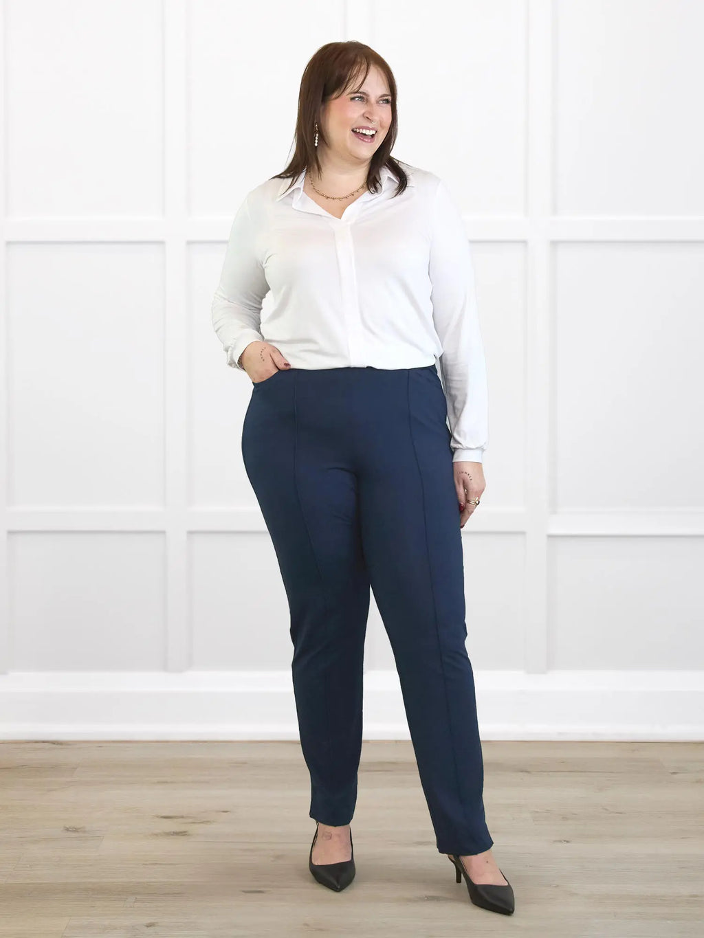 Christal pull-on pintuck ankle pant - FINAL SALE | PLUS