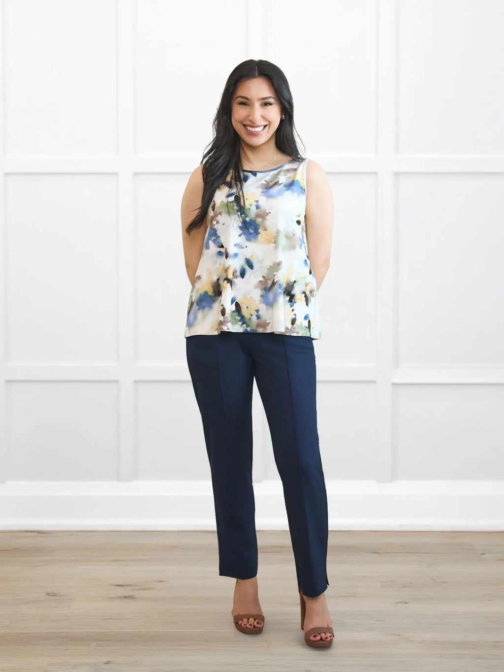 Christal pull-on pintuck ankle pant