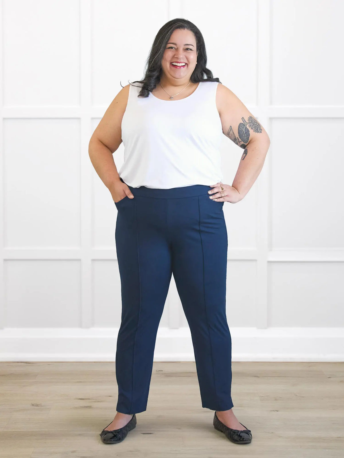 Christal pull-on pintuck ankle pant - FINAL SALE | PLUS