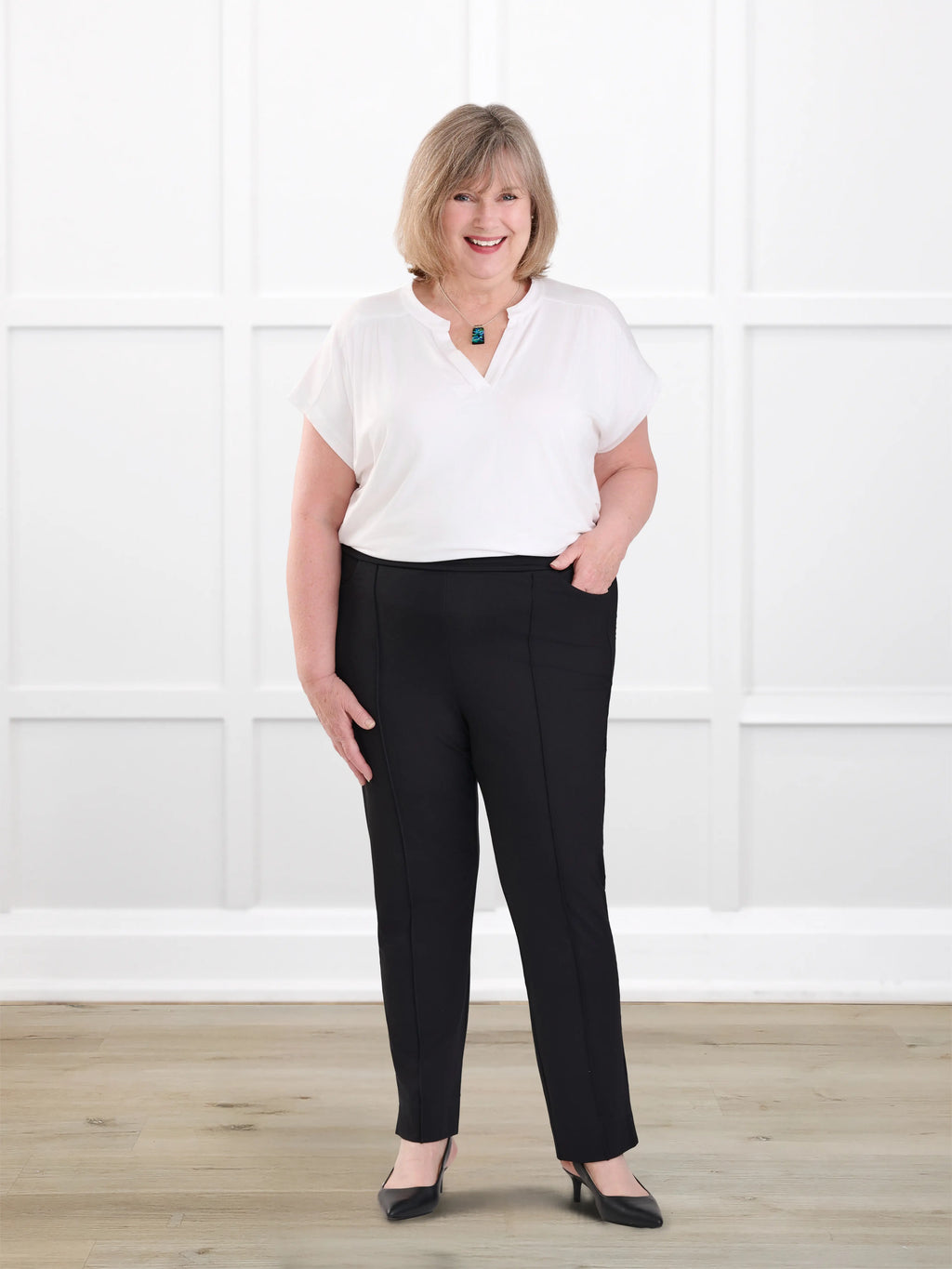 Christal pull-on pintuck ankle pant