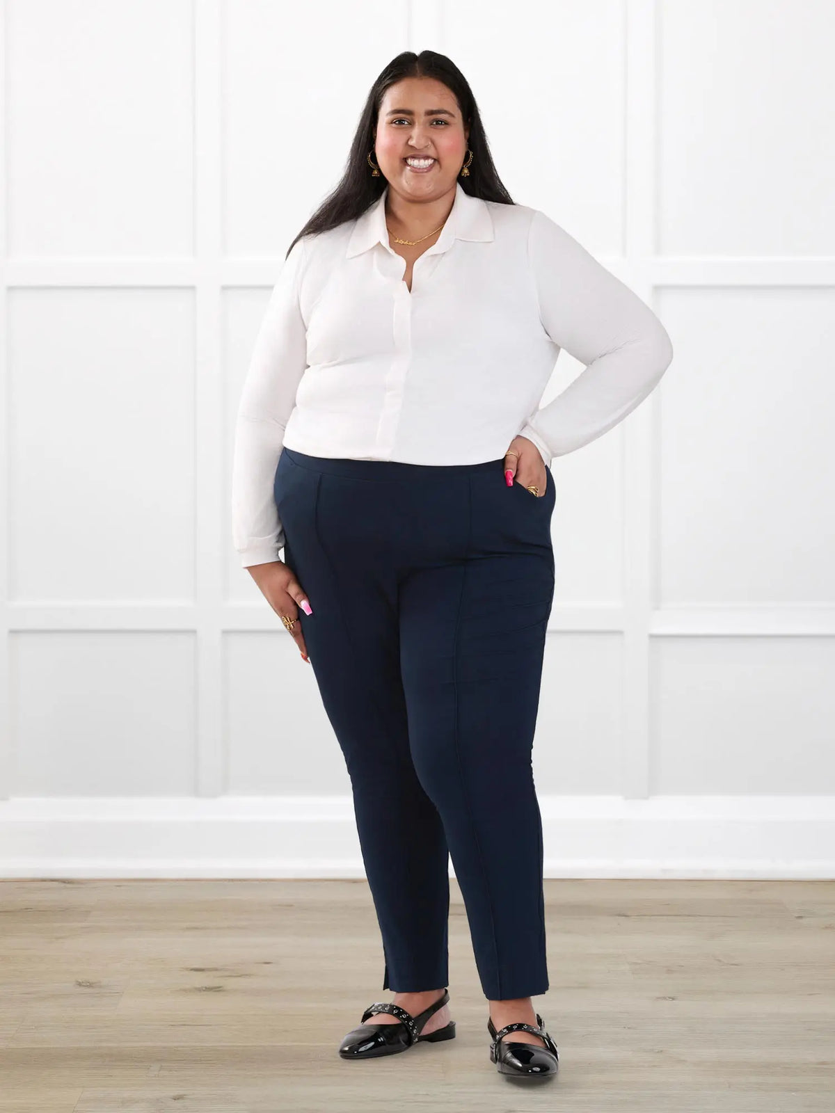 Christal pull-on pintuck ankle pant - FINAL SALE | PLUS