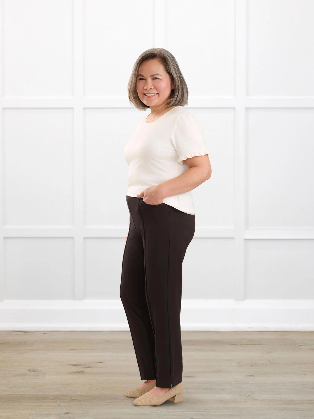 Christal pull-on pintuck ankle pant