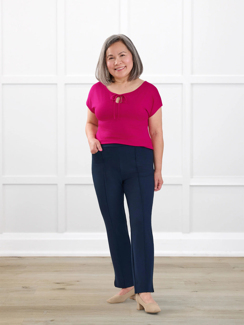 Christal pull-on pintuck ankle pant
