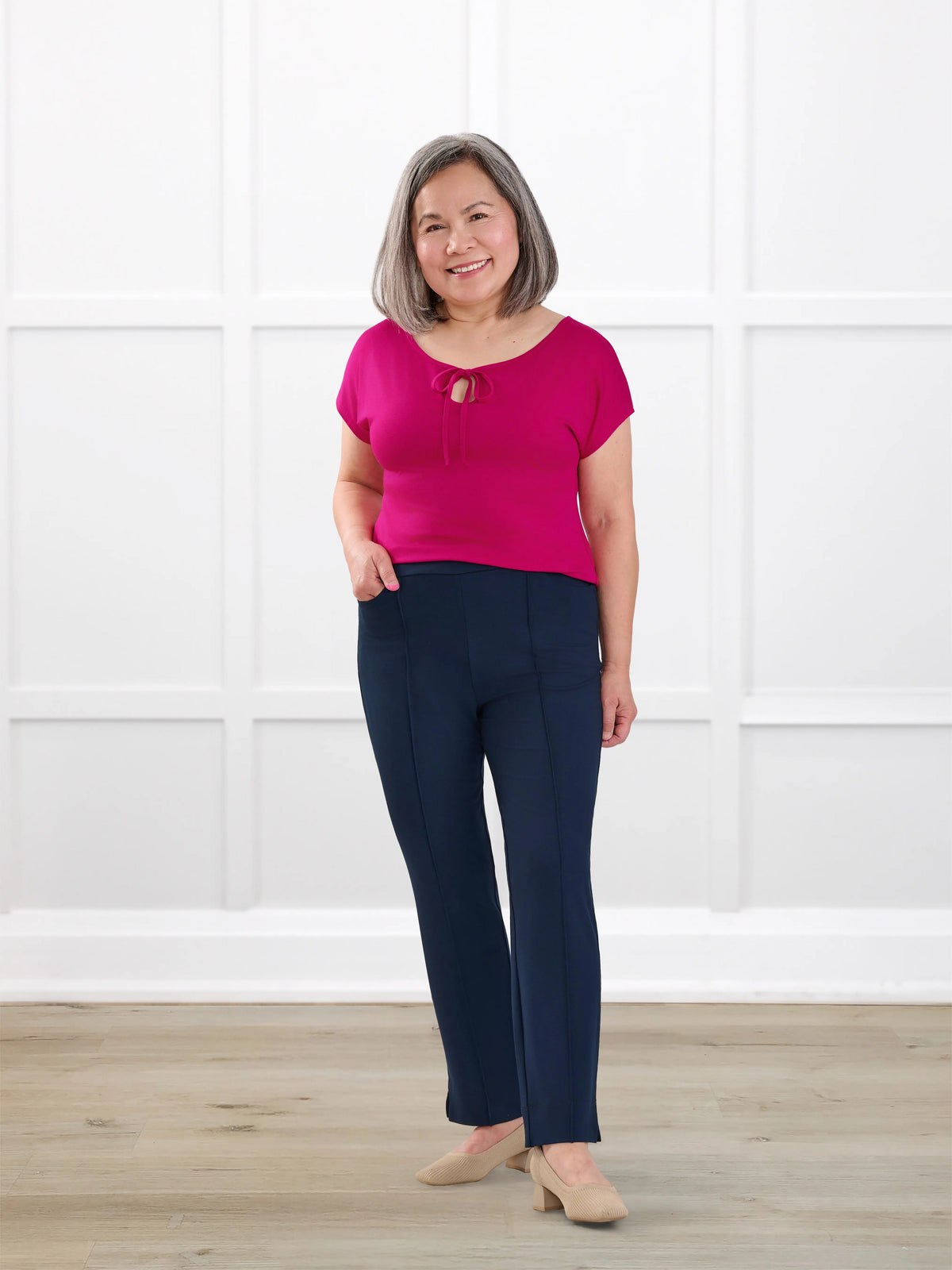 Christal pull-on pintuck ankle pant